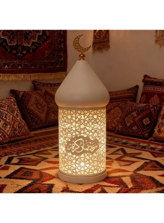 CityRiya-Long Ramadan Lanterns, Ramadan Lantern Lights, Eid Mubarak Decorative Lamp, Intricate Hollow-Out Islamic LED Lanterns, Gold Ramadans Lantern Decorations for Home Party Table Windows (L) - Image 1